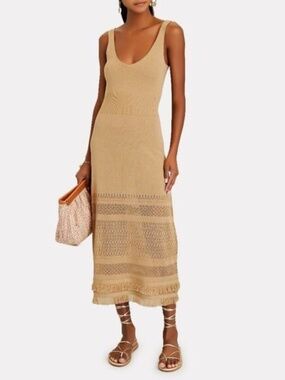INTERMIX Celia Sleeveless Knit Maxi Dress - Size P/S - Tan